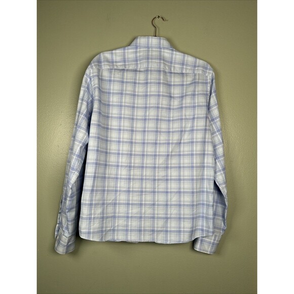 UNTUCKit Shirt Mens Medium Blue Button Up Plaid Textured Pinord Long Sleeve - Picture 7 of 10